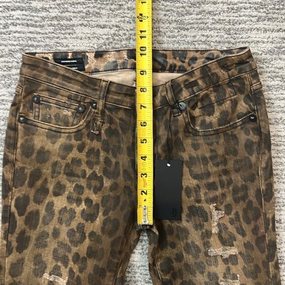 NWT R13 Kate Skinny Distressed Leopard Print Jeans Size 25 - Picture 9 of 15